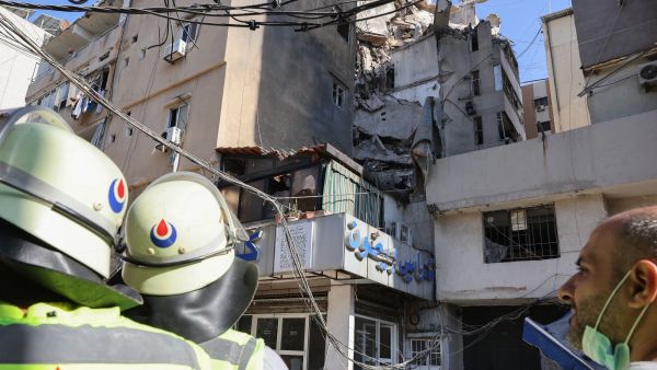 Israeli military strike on a building in Beirut's southern suburb
