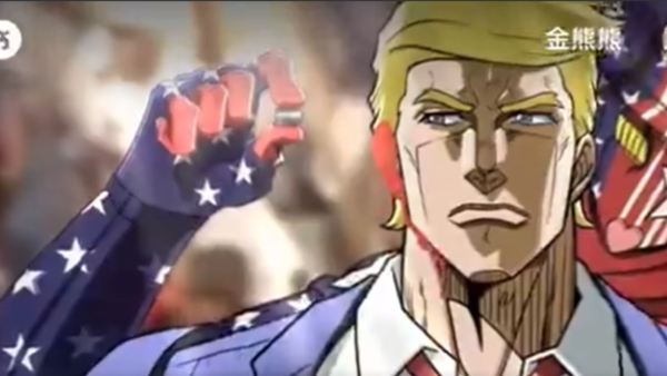 Trump a JoJo's Bizarre Adventure character / video circulating on X Xiaohongshu (Chinese Instagram)  Donald Trump