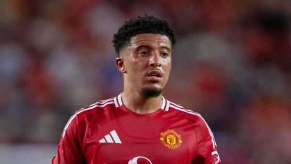 Jadon Sancho #25 of Manchester United looks on in the first half during their pre-season friendly match against Liverpool at Williams-Brice Stadium on August 03, 2024 in Columbia, South Carolina. Jacob Kupferman/Getty Images/AFP (Photo by Jacob Kupferman / GETTY IMAGES NORTH AMERICA / Getty Images via AFP)