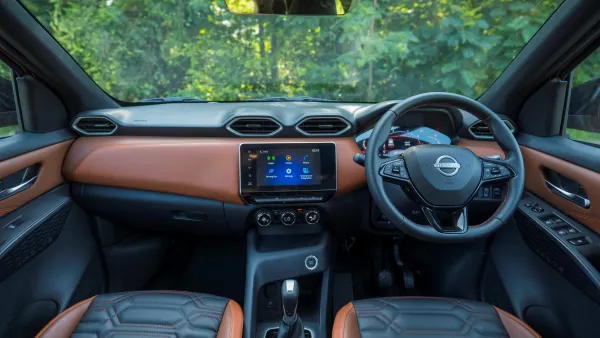 The New Magnite is a striking compact SUV with bold, robust design complemented by LED lights, alloy wheels and roof rails powered by efficient turbo engine producing over 160Nm