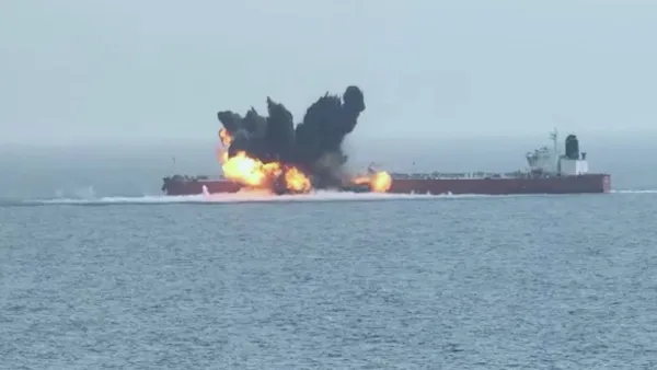 Merchant ship reports explosions near Bab al-Mandab, Yemen