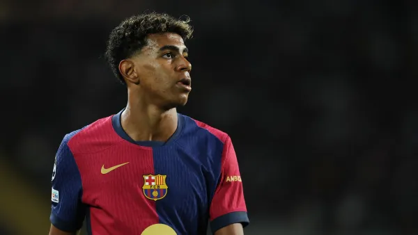 Barcelona's Spanish forward #19 Lamine Yamal is pictured during the UEFA Champions League, league phase day 2 football match between FC Barcelona and Young Boys at the Estadi Olimpic Lluis Companys in Barcelona on October 1, 2024. (Photo by LLUIS GENE / AFP)