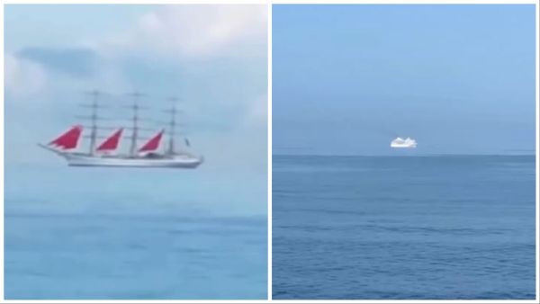 Yachts flying in the sky