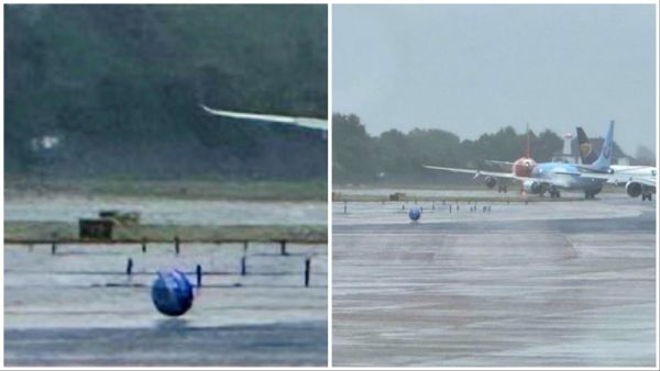 Spherical object spotted at Manchester airport