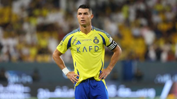 Nassr's Portuguese forward #07 Cristiano Ronaldo looks on during the Saudi Pro League football match between Al-Ahli and Al-Nassr at at al-Awwal Stadium in Riyadh on September 13, 2024. (Photo by Fayez NURELDINE / AFP)