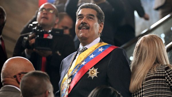 Venezuela's President Nicolas Maduro arrives to deliver his annual speech to parliament in Caracas on January 15, 2025. (Photo by Federico PARRA / AFP)