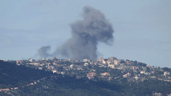 Smoke billows after an Israeli airstrike on the southern Lebanese village of Sejoud on March 22, 2025. An Israeli strike on the south Lebanese town of Touline killed one woman 
