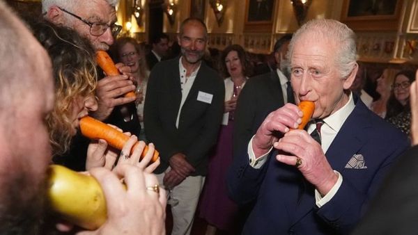 King Charles Plays Carrot Tune with Veggie Orchestra