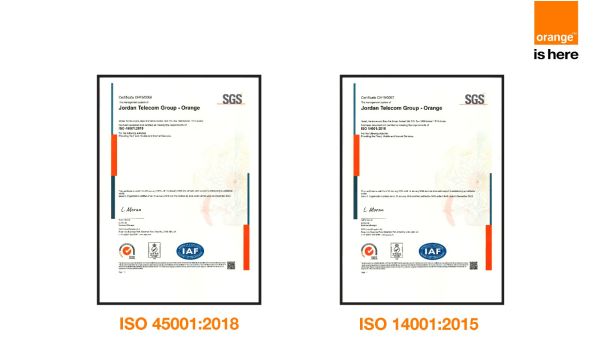 Orange Jordan Affirms Leadership in Occupational Safety and Environmental Standards with ISO Renewals Orange Jordan Affirms Leadership in Occupational Safety and Environmental Standards with ISO Renewals