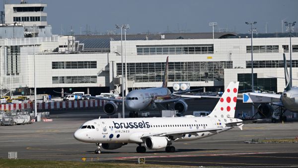 A Brussels Airlines aircraft is seen on the tarmac at Zaventem airport in Brussels