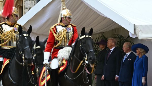 Horse steals spotlight from Trump by relieving itself during royal welcome