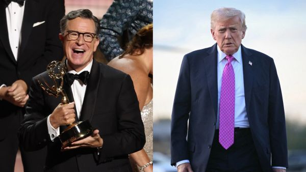 US comedian writer Stephen Colbert US President Donald Trump