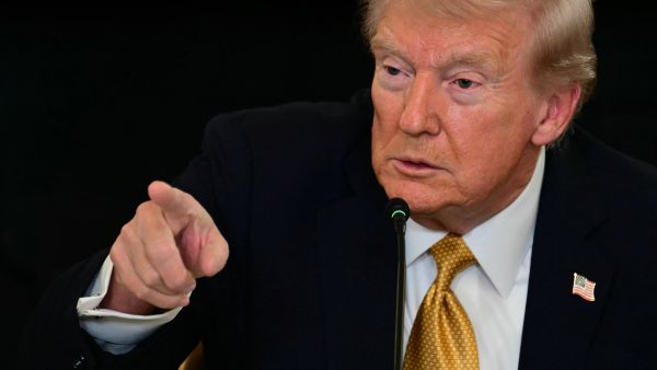 US President Donald Trump speaks during a law enforcement 