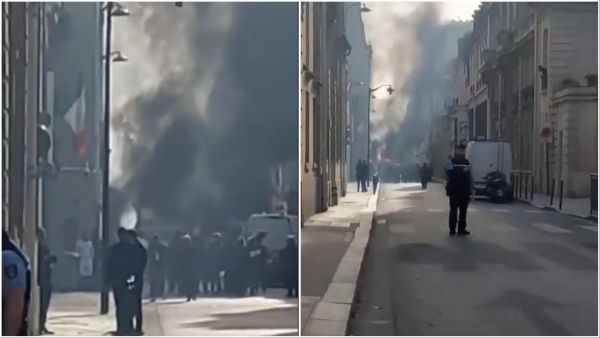 Van caught fire and explodes in Paris, France