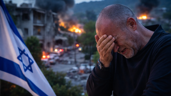 رئيس مستوطنة يبكي دمار كريات شيمونا