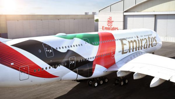 Emirates unveils a striking new UAE flag livery on its A380