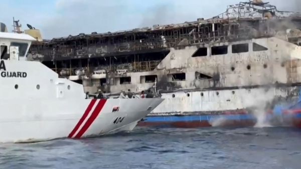 Five dead after fire engulfs Indonesian ferry