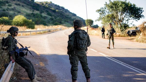 Israeli soldiers at a checkpoint in Lebanon