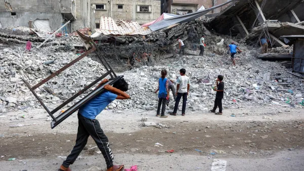 Scavengers amidst destruction in Gaza