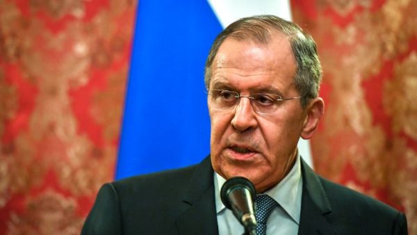 Russian Foreign Minister Sergei Lavrov speaks during a meeting with the United Nations (UN) Special Envoy for Syria on Apr. 20, 2018 in Moscow. 
(Yuri KADOBNOV / AFP)