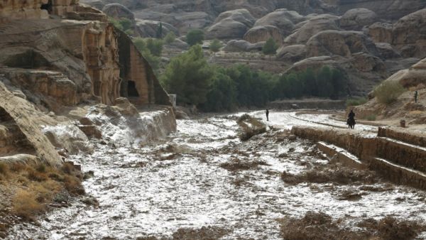 This picture taken on November 9, 2018, in Petra, western Jordan, shows the effects of the flash floods (AFP)
