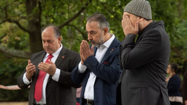 Men pray in Christchurch on March 17, 2019 two days after a shooting incident at two mosques in the city (AFP)