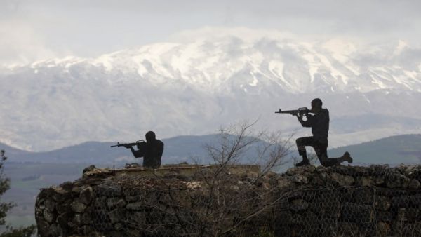Silhouette sculptures of Israeli soldiers are pictured at an army post on Mount Bental in the Israeli-annexed Golan Heights (AFP)