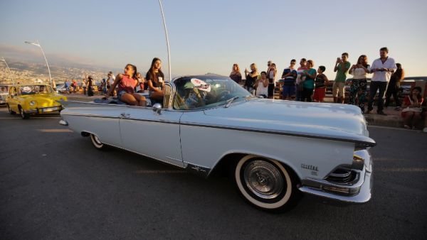 A participant drives a Buick Electra 225 during the Collection Cars Parade event in the Lebanese coastal city of Amchit on August 27, 2017.  (AFP)