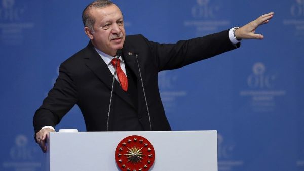 Turkish President Recep Tayyip Erdogan delivers the opening speech during an Extraordinary Summit of the Organisation of Islamic Cooperation (OIC) on last week's U.S. recognition of Jerusalem as Israel's capital, in Istanbul on Dec. 13, 2017 (EMRAH YORULMAZ / POOL / AFP)