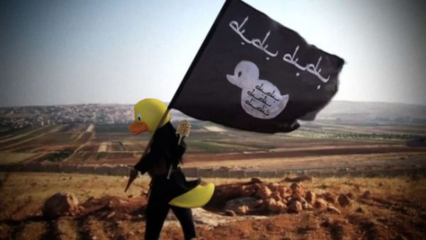 We saw another rendition of 'ISIS chan' earlier this year, when a female Japanese manga character kept showing up in all of Daesh's propaganda materials, now they're back with rubber duckies. (Imgur)