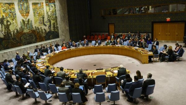 The U.N. Security Council meets concerning the situation in the Middle East involving Israel and Palestine, at United Nations headquarters, Dec. 18, 2017 in New York City (Drew Angerer/Getty Images/AFP)