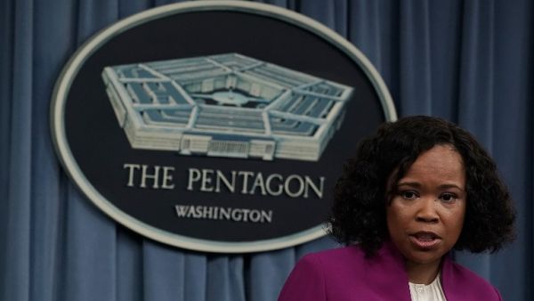 ARLINGTON, VA - APRIL 14: Pentagon Chief Spokesperson Dana W. White speaks during a news briefing at the Pentagon Apr. 14, 2018 in Arlington, Virginia. The Pentagon held a briefing on the latest development of the  
(ALEX WONG / GETTY IMAGES NORTH AMERICA / AFP)