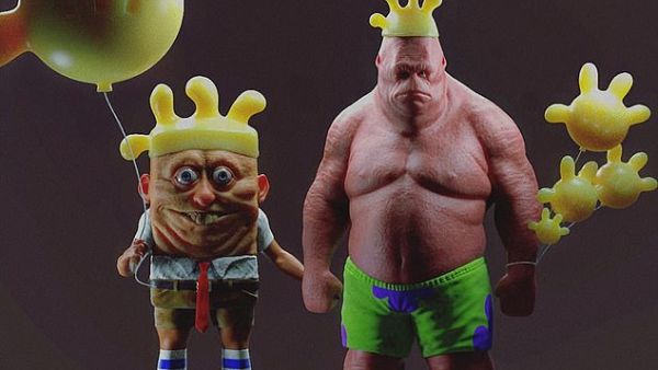A 3D creations for the cartoon characters Spongebob and Patrick. (Miguel Vasquez/ Instagram)