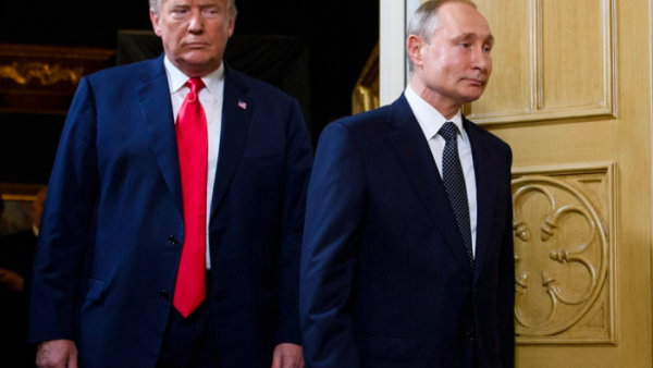 U.S. President Donald Trump and Russian President Vladimir Putin arrive for a meeting in Helsinki, on July 16, 2018. (AFP/Getty Images/ Brendan Smialowski)  U.S. President Donald Trump and Russian President Vladimir Putin arrive for a meeting in Helsinki, on July 16, 2018. (AFP/Getty Images/ Brendan Smialowski)