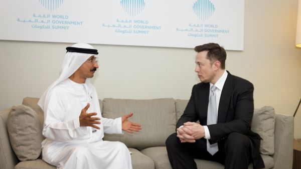 DP World Group Chairman and CEO Sultan Ahmed Bin Sulayem (L) and Tesla and SpaceX CEO Elon Musk exchanging views. DP World Group Chairman and CEO Sultan Ahmed Bin Sulayem (L) and Tesla and SpaceX CEO Elon Musk exchanging views.