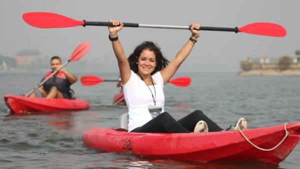 Yara Shalaby on the Kayak. (Nile Kayak Club official account on Facebook)