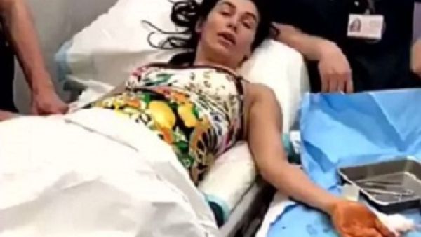 نادين الراسي في المستشفى يوم عيد ميلاد ابنها