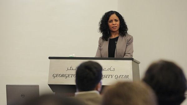 Professor Sahana Udupa during the lecture Professor Sahana Udupa during the lecture