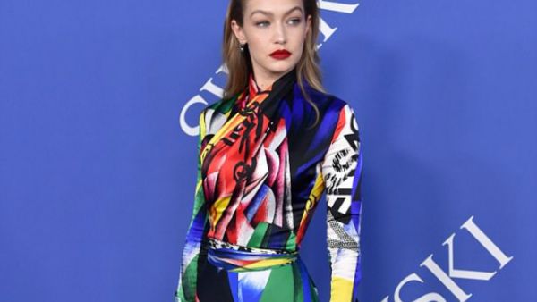 Fabulous: The 23-year-old model flaunted her flawless figure in a skintight bodysuit that boasted rainbow colored graphics (Source: Stephen Lovekin - REX - Shutterstock)