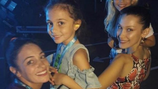 Family: Bella Hadid couldn't help but gush over her 'beautiful' family while taking them to see her beau the Weeknd perform in their hometown of Dubai on Friday (Source: bella hadid - Instagram) Family: Bella Hadid couldn't help but gush over her 'beautiful' family while taking them to see her beau the Weeknd perform in their hometown of Dubai on Friday (Source: bella hadid - Instagram)