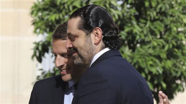 French President Emmanuel Macron and Lebanese Prime Minister Saad Hariri in Paris on Sept. 1, 2017 (AFP)