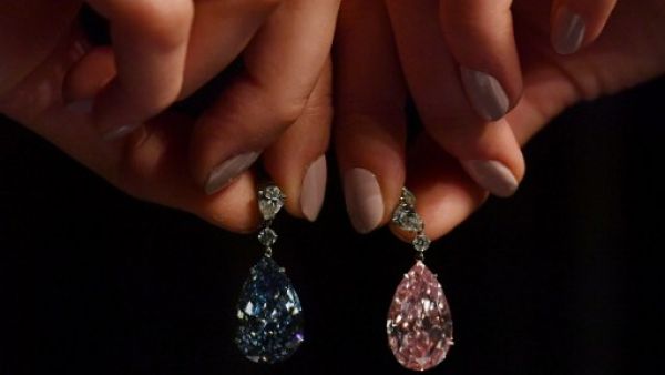 The blue one is Apollo and the pink one is Artemis and they have been on show in London before being auctioned in Geneva in May this year. (AFP/Ben Stansall)