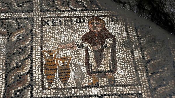 Ancient mosaics were discovered by construction workers in southern Osmaniye province (Twitter)