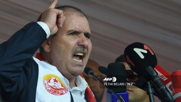 Tunisian General Secretary of Labour Union (UGTT) Noureddine Taboubi. (AFP)