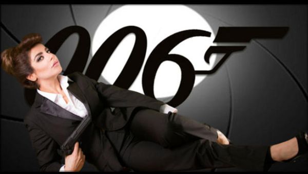 Halima Poland in her bond-inspired suit! (Image: Facebook)