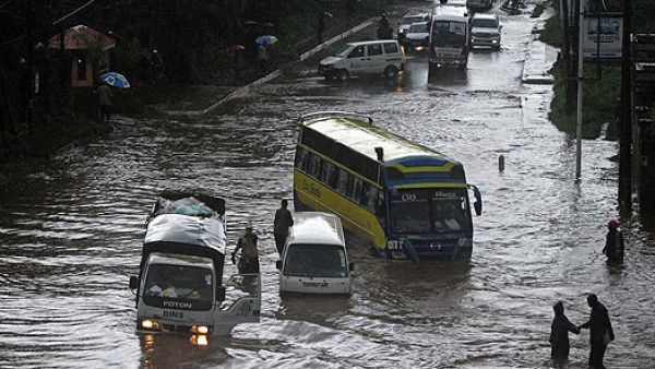 A flooded section of a road in Nairobi after a heavy downpour. (AFP/ File Photo)