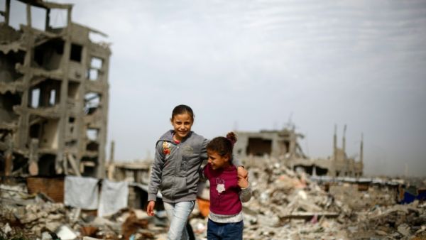 Palestinian children on January 27, 2015 in Gaza City's al-Shejaiya neighborhood. Mohammed Abed (AFP/File)
