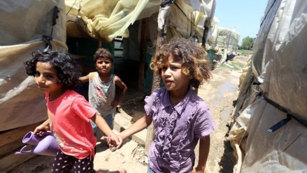 Syrian refugee children at a refugee camp in the area of Zahrani, south of the Lebanese capital Beirut. (AFP/Joseph Eid) 