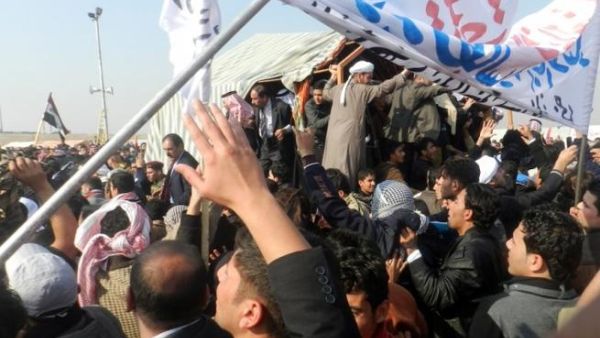 جانب من الاحتجاجات العراقية في الرمادي. 