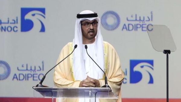 New phase. ADNOC Group CEO Sultan Ahmed al-Jaber speaks during the Abu Dhabi International Petroleum Exhibition and Conference (ADIPEC), on November 12. (AFP)